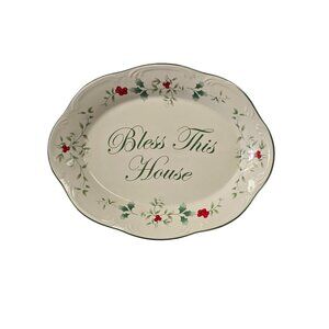 Pfaltzgraff Winterberry Bless This House Oval Serving Platter